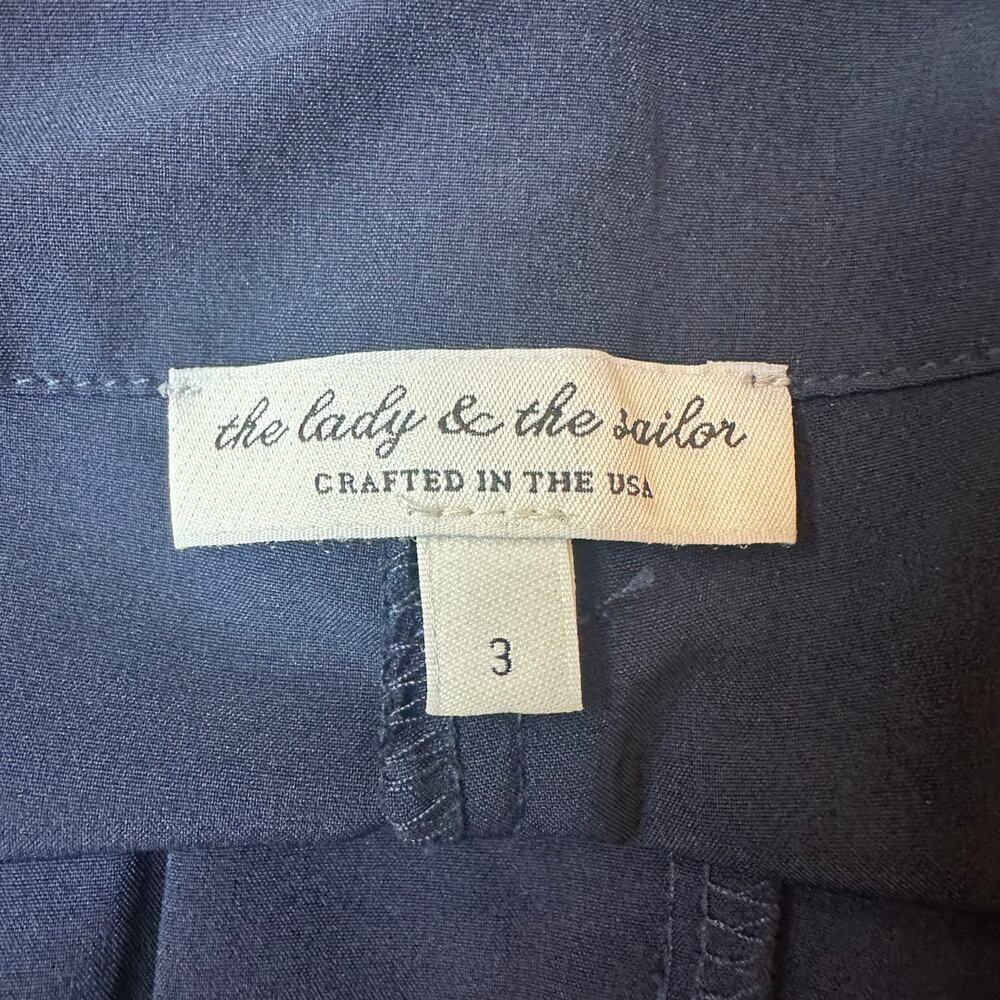 The Lady & the Sailor Navy Blue Wide Leg Lightweight Trousers sz 3=M/L NWOT - Picture 4 of 6